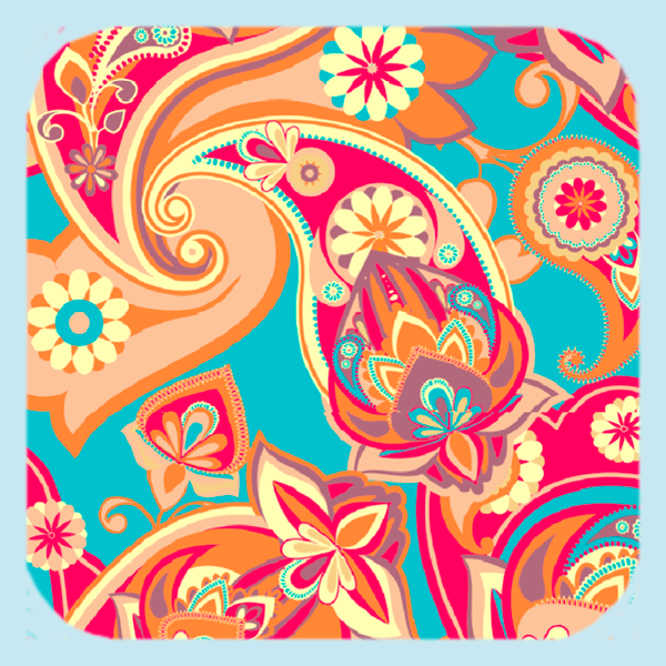 '70's Turquoise Paisley Coaster (1396-C)