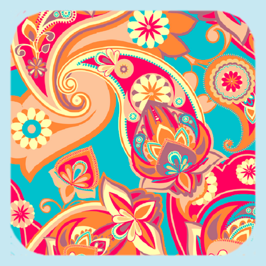 '70's Turquoise Paisley Coaster (1396-C)