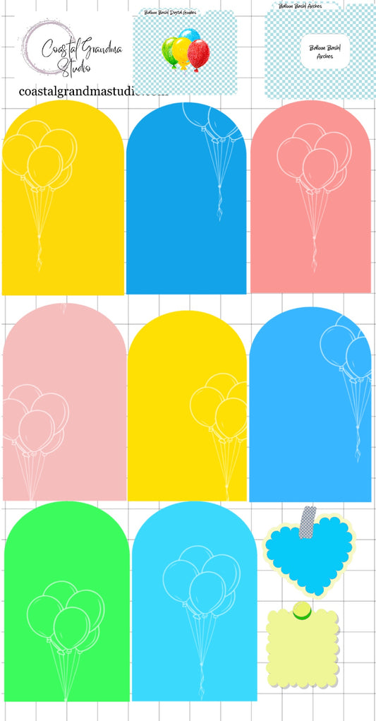 Balloon Bash! Arches Digital Pre-Cropped Stickers For Goodnotes (6500-A)