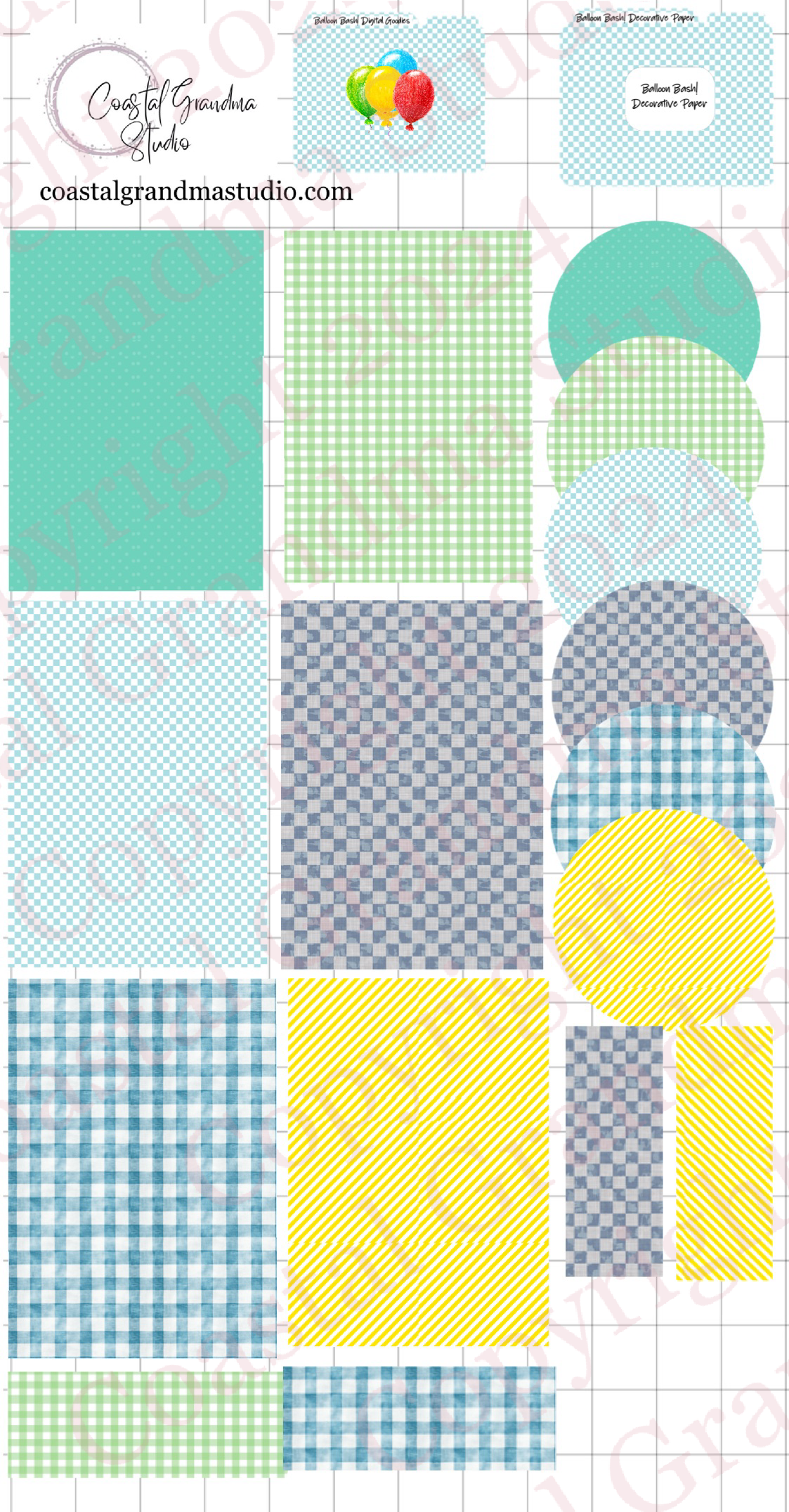 Balloon Bash! Decorative Papers & Goodies Digital Pre-Cropped Stickers For Goodnotes (6500-PG)