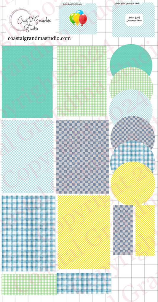 Balloon Bash! Decorative Papers & Goodies Digital Pre-Cropped Stickers For Goodnotes (6500-PG)