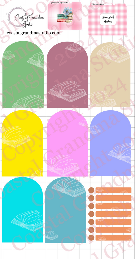 Book Love! Arches Digital Pre-Cropped Stickers For Goodnotes (5800-A)