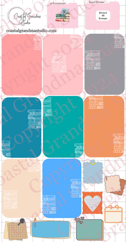 Book Love! Full Rectangles Digital Pre-Cropped Stickers For Goodnotes (5800-FR)