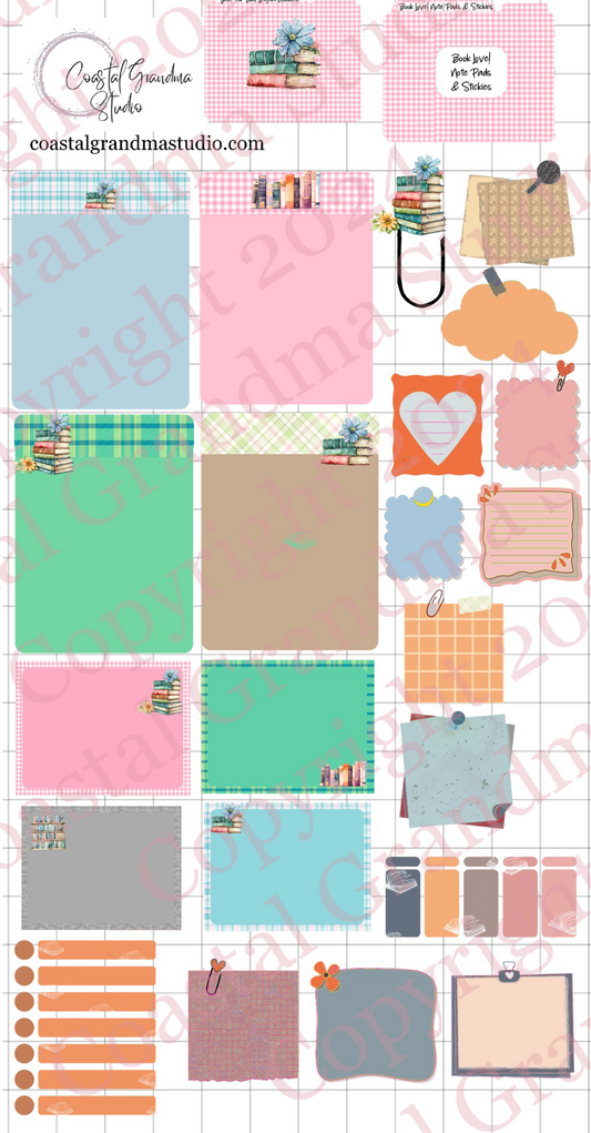 Book Love!  Note Pads & Stickers Digital Pre-Cropped Stickers For Goodnotes (5800-NP)