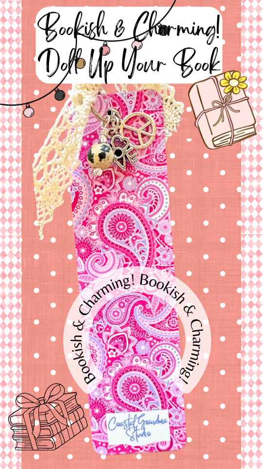 Peace and LOVE Charm Bookmark – Cute Aesthetic Bookmark with Lace Ribbon, Gift for Book and Journal Lovers (1364-B)