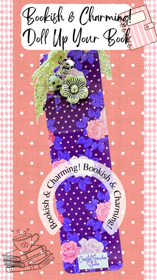 Vintage Style Floral Charm Bookmark – Cute Aesthetic Bookmark with Lace Ribbon, Gift for Book Lovers (1514-B)
