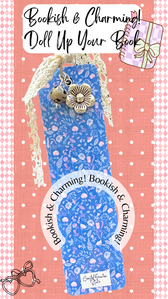 Fresh Wildflower Charm Bookmark – Cute Aesthetic Bookmark - with Lace Ribbon,Charm and Dalmation Jasper Bead Gift for Book Lovers (1521-B)