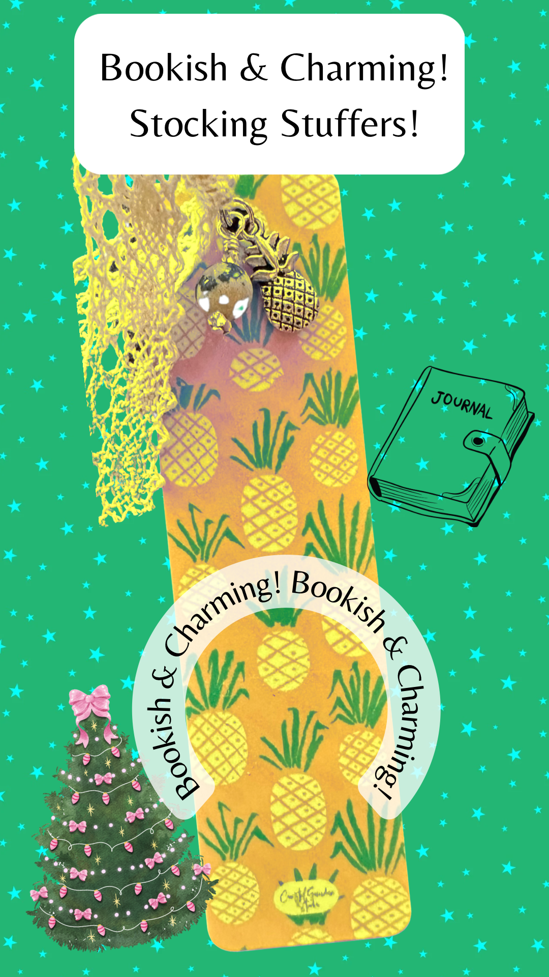 For Maui - With Love! 6 LIghtweight Aluminum Bookmark With Vintage Lace, Charms & a Jasper Bead (1423-B)