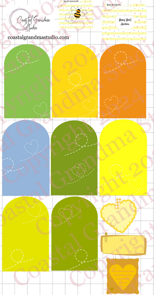 Busy Bee! Arches Digital Pre-Cropped Stickers For Goodnotes (5900-A)