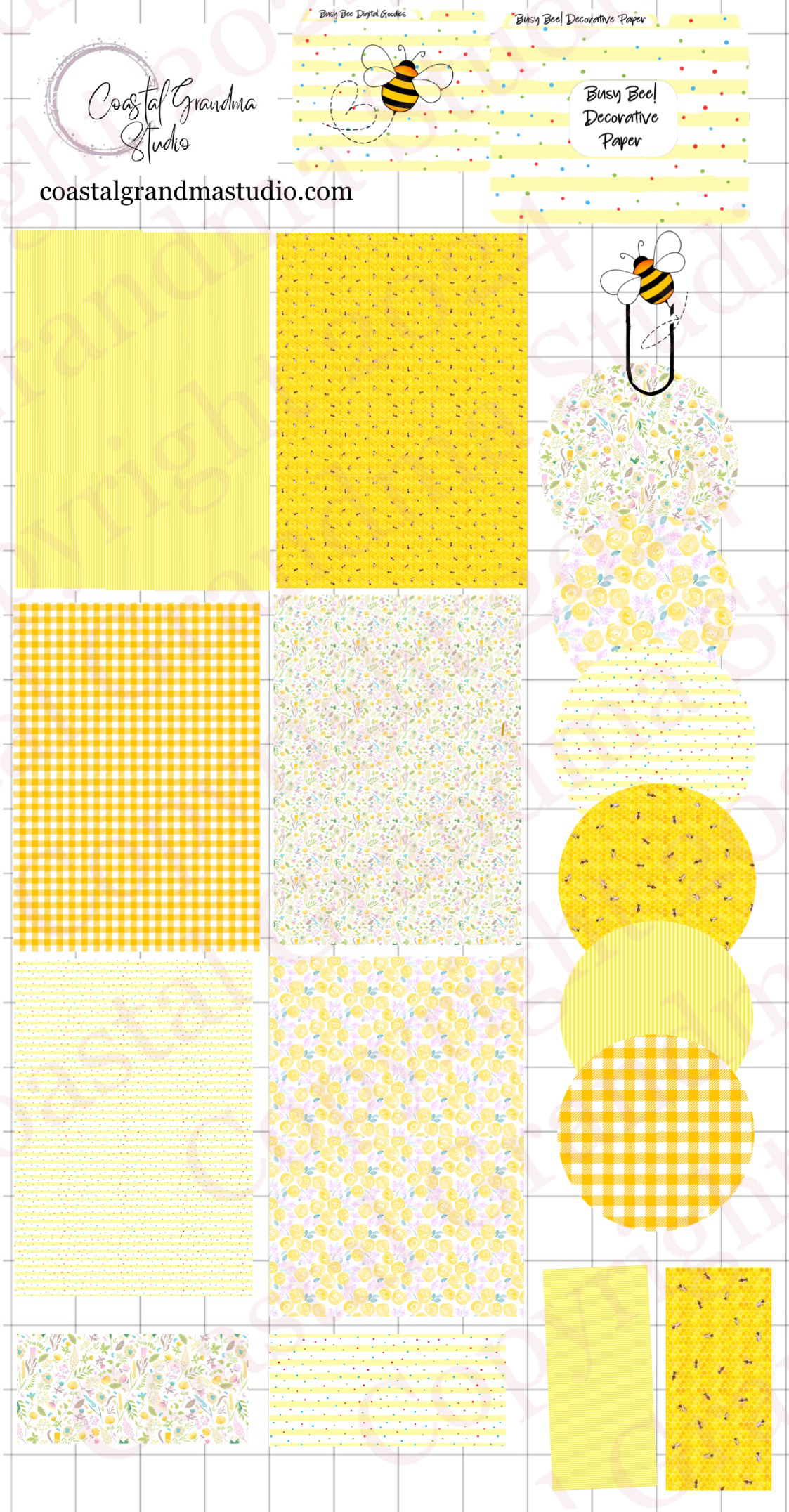 Busy Bee! Decorative Papers & Goodies Digital Pre-Cropped Stickers For Goodnotes (5900-PG)