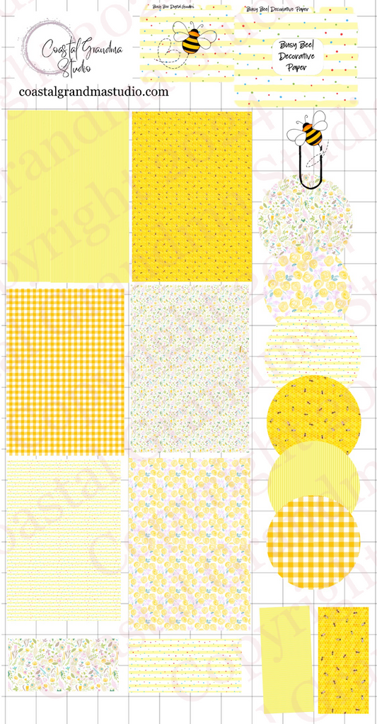 Busy Bee! Decorative Papers & Goodies Digital Pre-Cropped Stickers For Goodnotes (5900-PG)