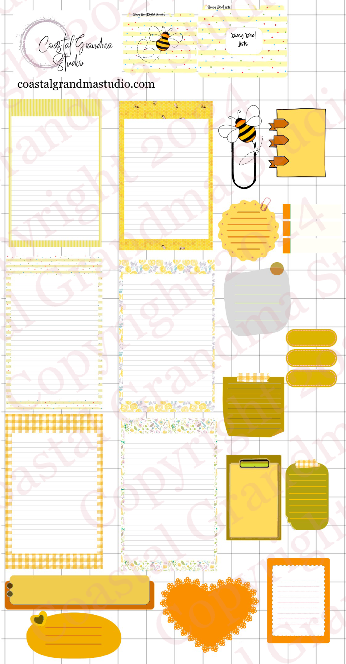 Busy Bee! Lists & Stuff Digital Pre-Cropped Stickers For Goodnotes (5900-LS)