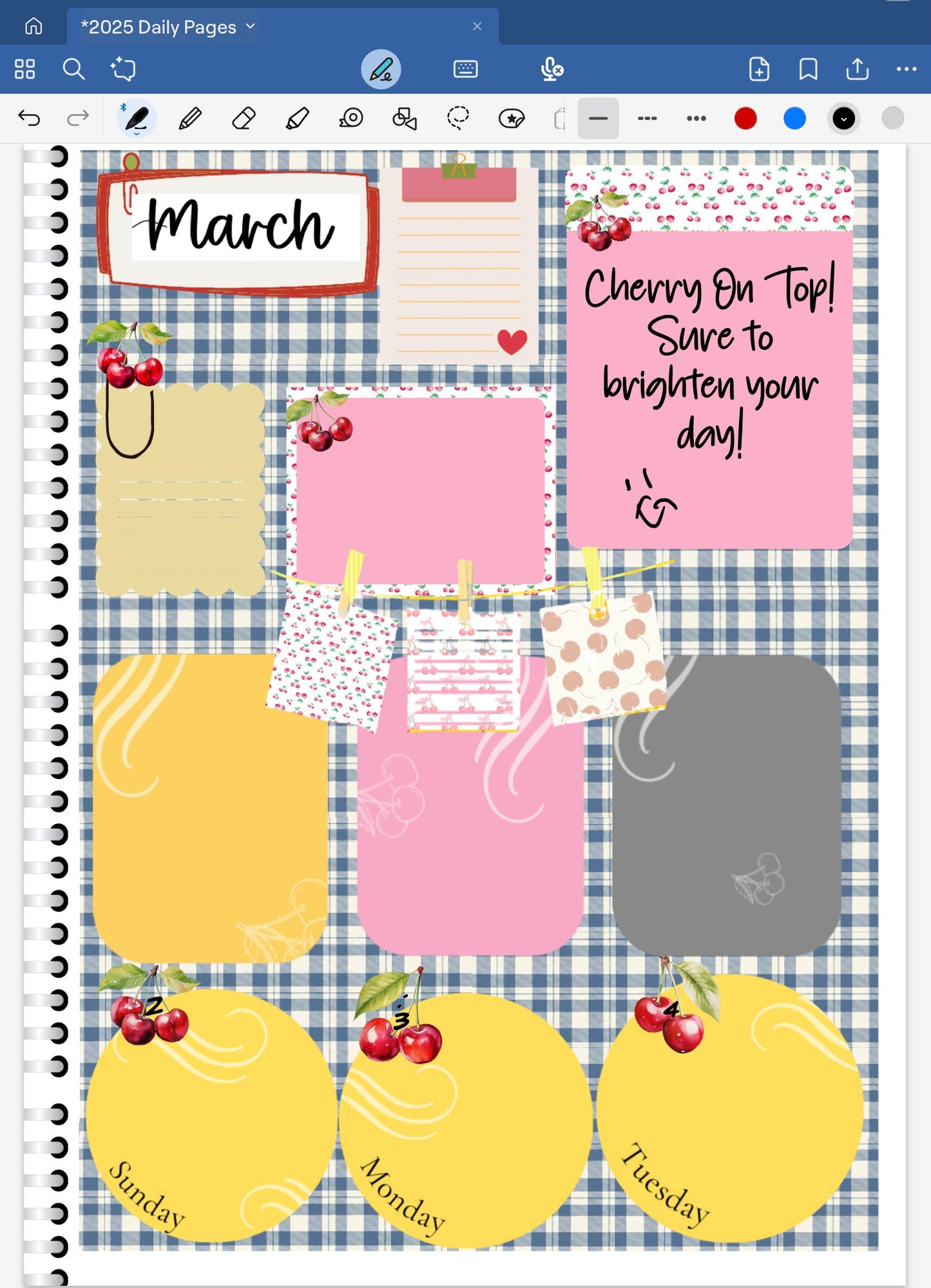 Cherry On Top! Date Dots Digital Pre-Cropped Stickers For Goodnotes (6100-DD)