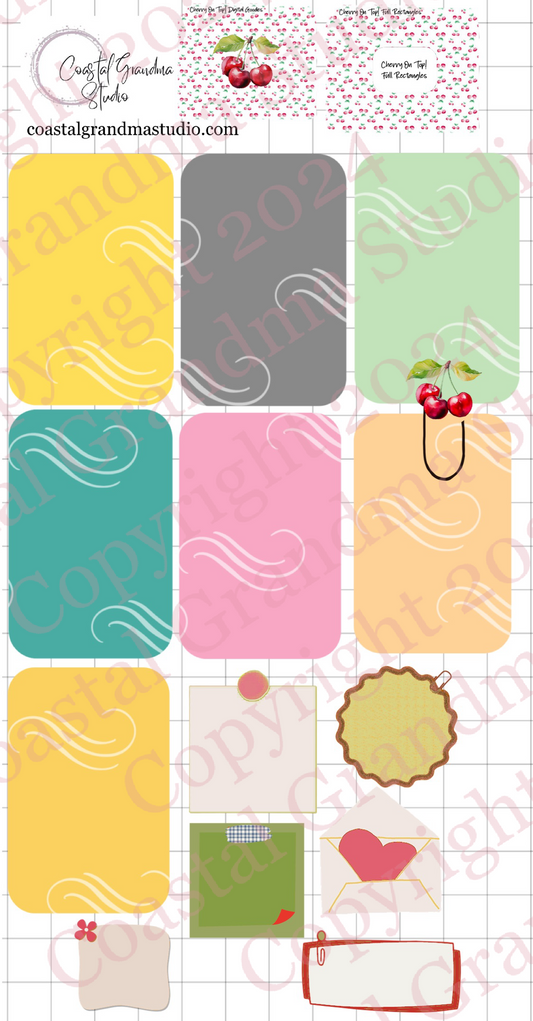 Cherry On Top! Full Rectangles Digital Pre-Cropped Stickers For Goodnotes (6100-FR)
