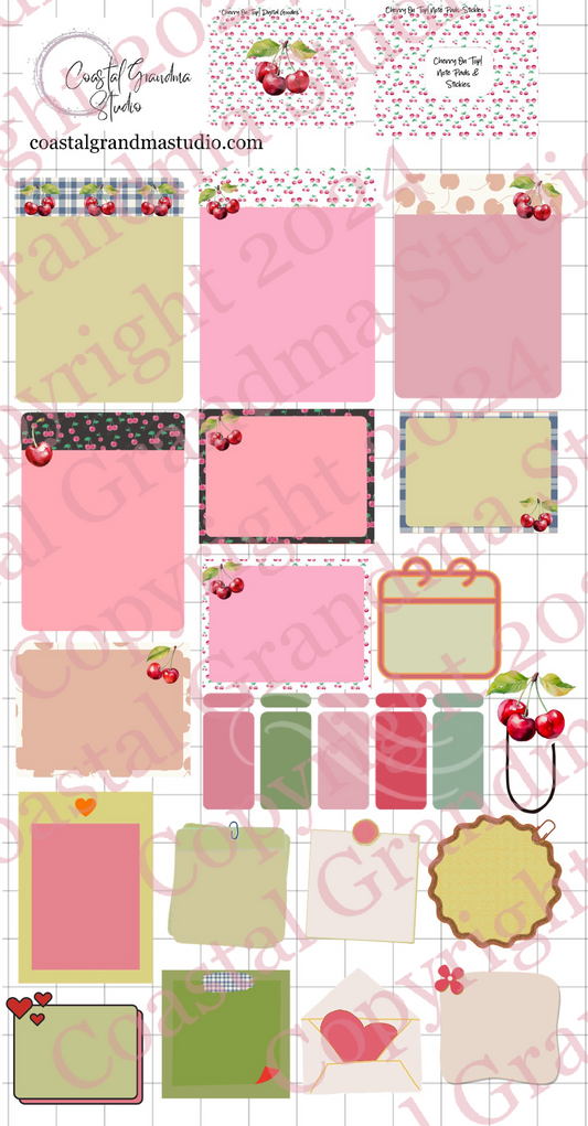 Cherry On Top!  Note Pads & Stickers Digital Pre-Cropped Stickers For Goodnotes (6100-NP)