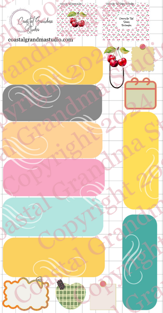 Cherry On Top! Skinny Rectangles Digital Pre-Cropped Stickers For Goodnotes (6100-SR)