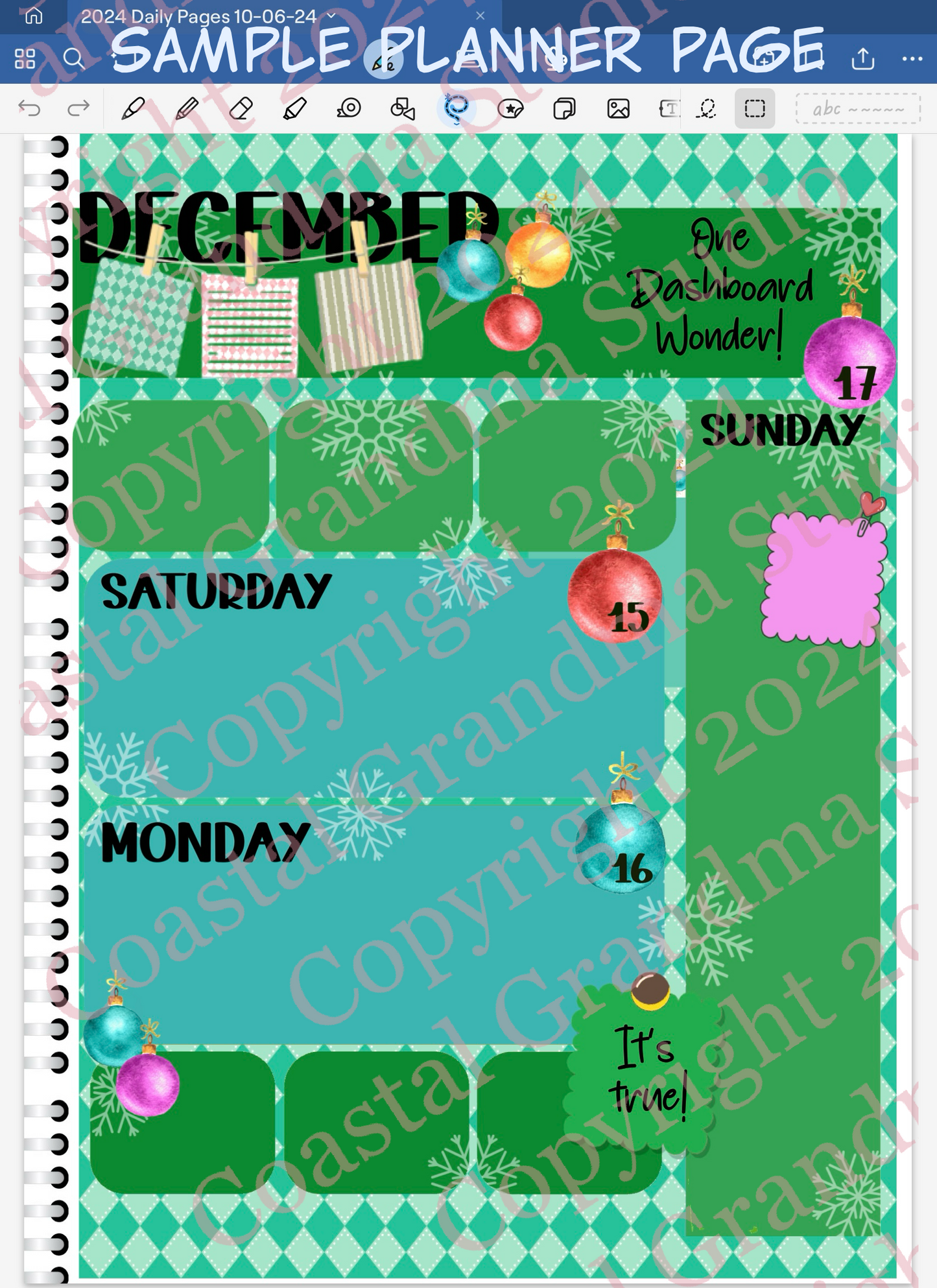 Christmas Fantasy! Days Of The Week/Months Of The Year Download Pre-Cropped Stickers For Goodnotes (5500-DM)