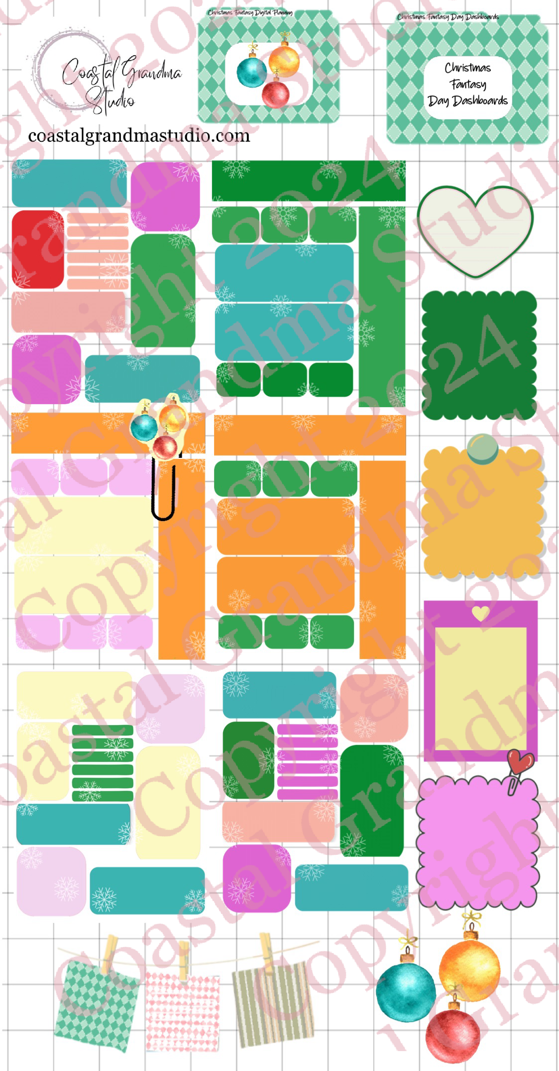 Christmas Fantasy! Day Dashboards Download Pre-Cropped Stickers For Goodnotes (5500-DDA)