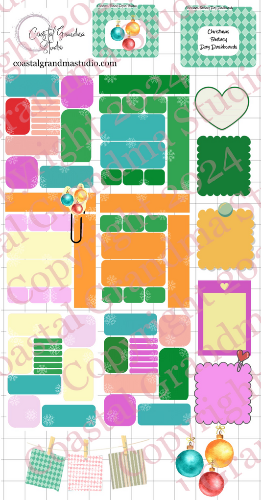 Christmas Fantasy!  Day Dashboards Download Pre-Cropped Stickers For Goodnotes (5500-DDA)