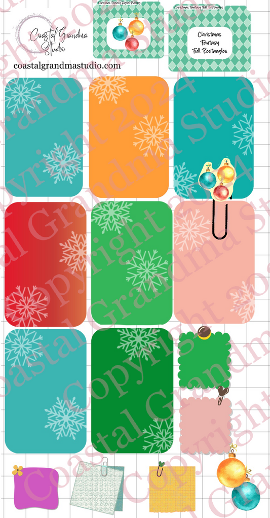 Christmas Fantasy! Full Rectangles Download Pre-Cropped Stickers For Goodnotes (5500-FR)