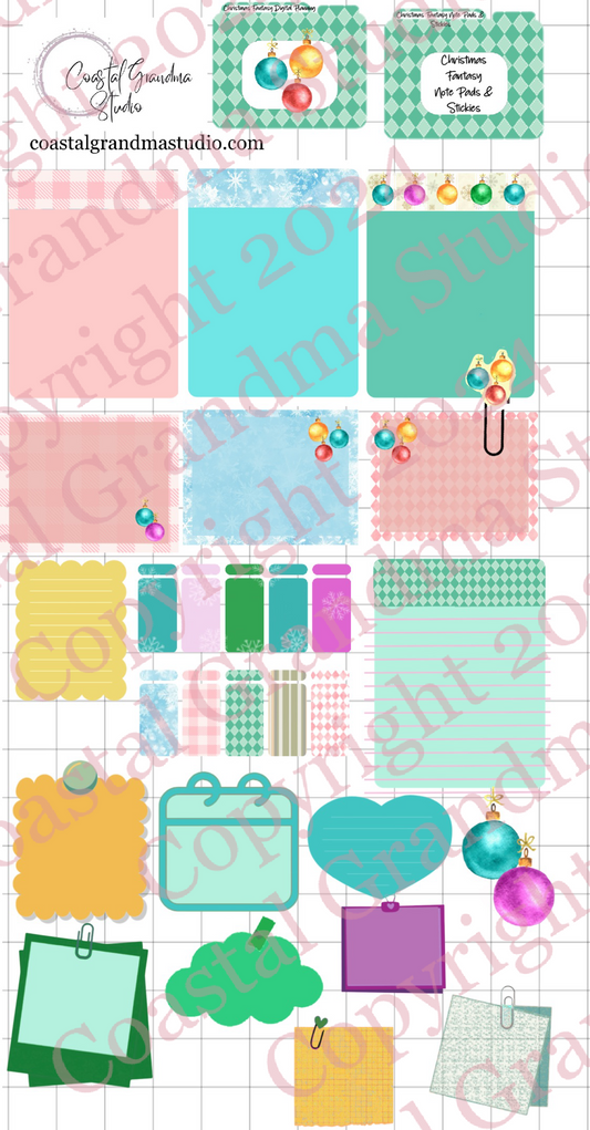 Christmas Fantasy!  Note Pads & Stickers Download Pre-Cropped Stickers For Goodnotes (5500-NP)