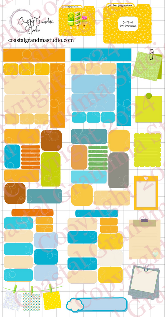 Cool Treat! Day Dashboards Digital Pre-Cropped Stickers For Goodnotes (6200-DDA)