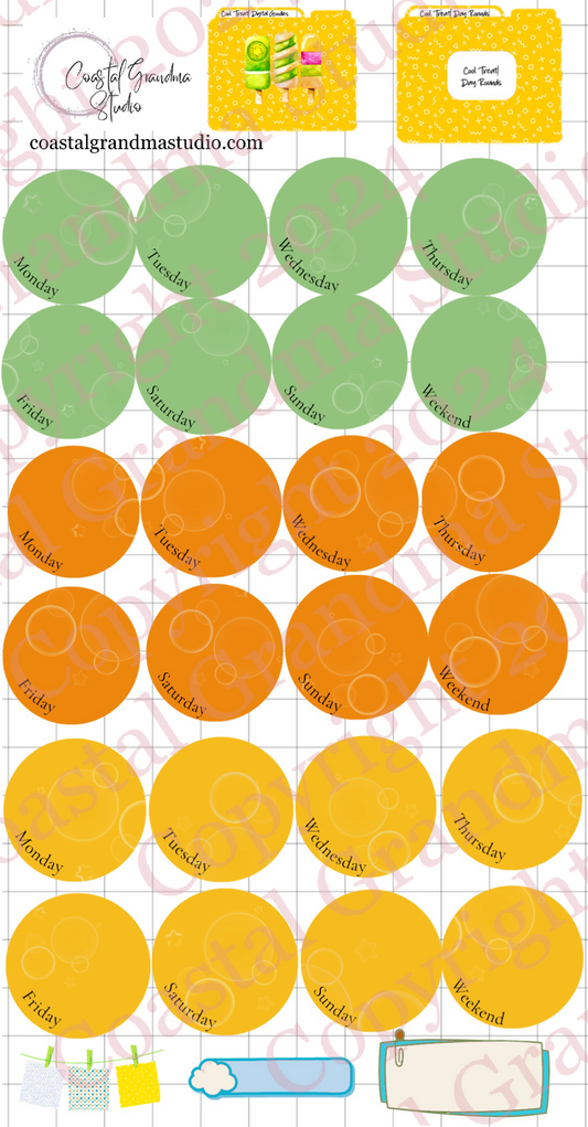 Cool Treat! Day Rounds Digital Pre-Cropped Stickers For Goodnotes (6200-DR)