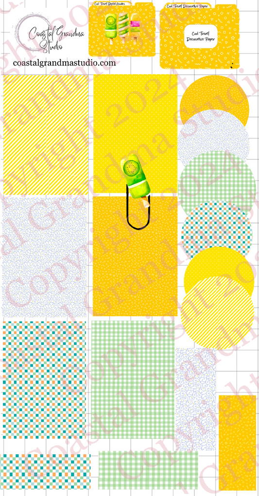 Cool Treat! Decorative Papers & Goodies Digital Pre-Cropped Stickers For Goodnotes (6200-PG)