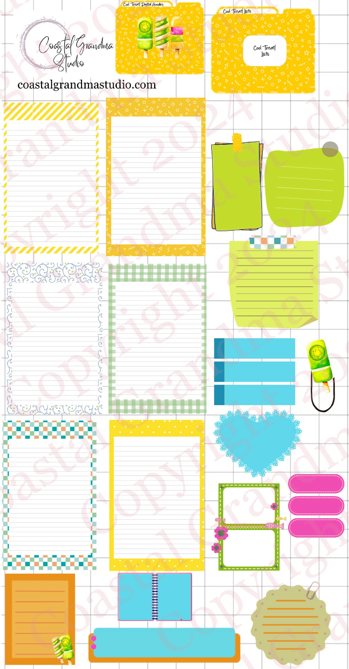 Cool Treats! Lists & Stuff Digital Pre-Cropped Stickers For Goodnotes (6200-LS)