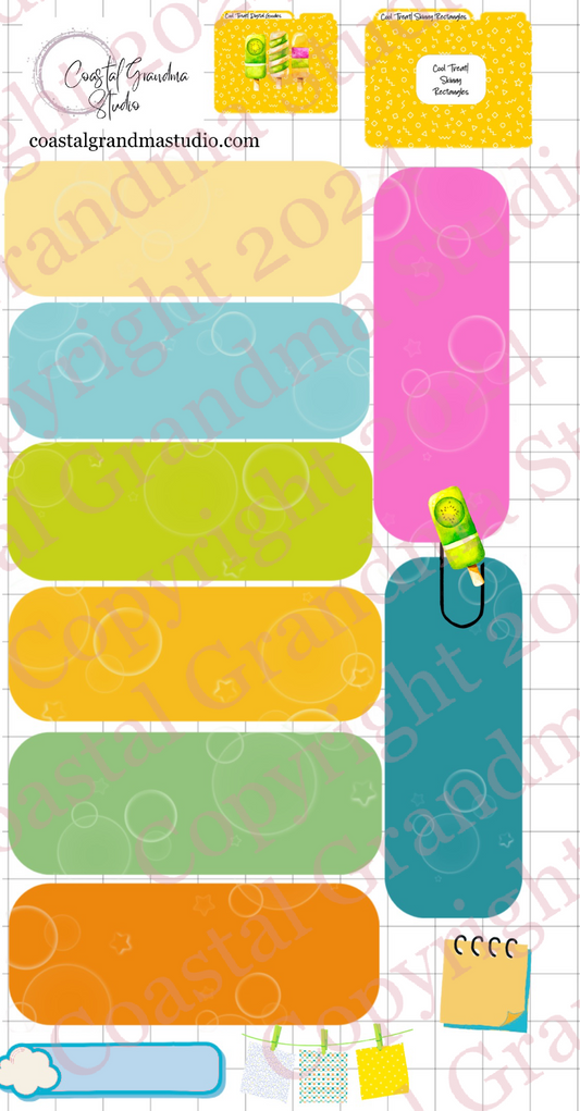Cool Treat! Skinny Rectangles Digital Pre-Cropped Stickers For Goodnotes (6200-SR)