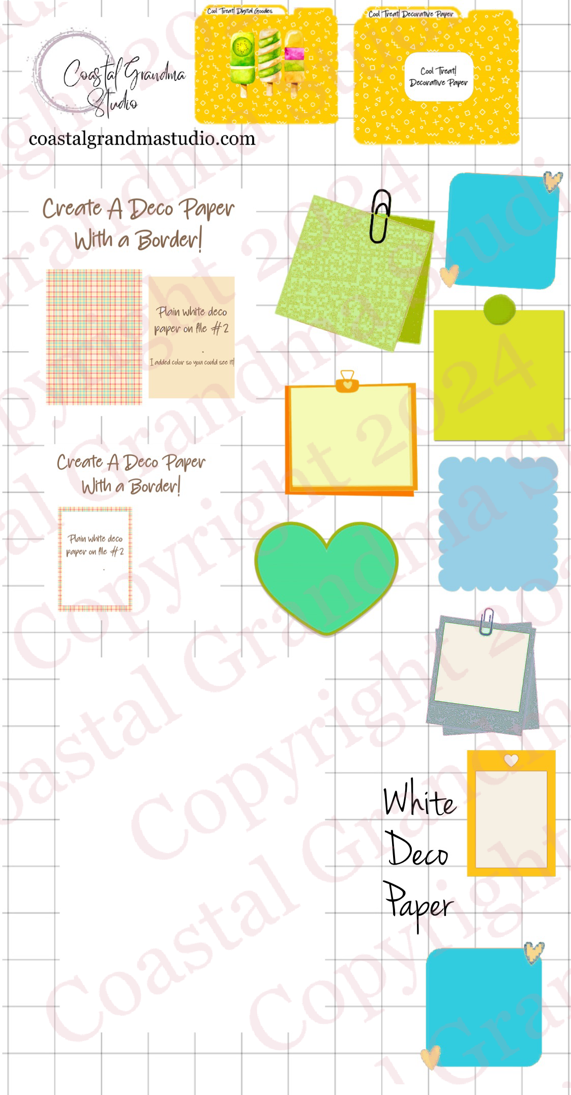 Cool Treat! Decorative Papers & Goodies Digital Pre-Cropped Stickers For Goodnotes (6200-PG)