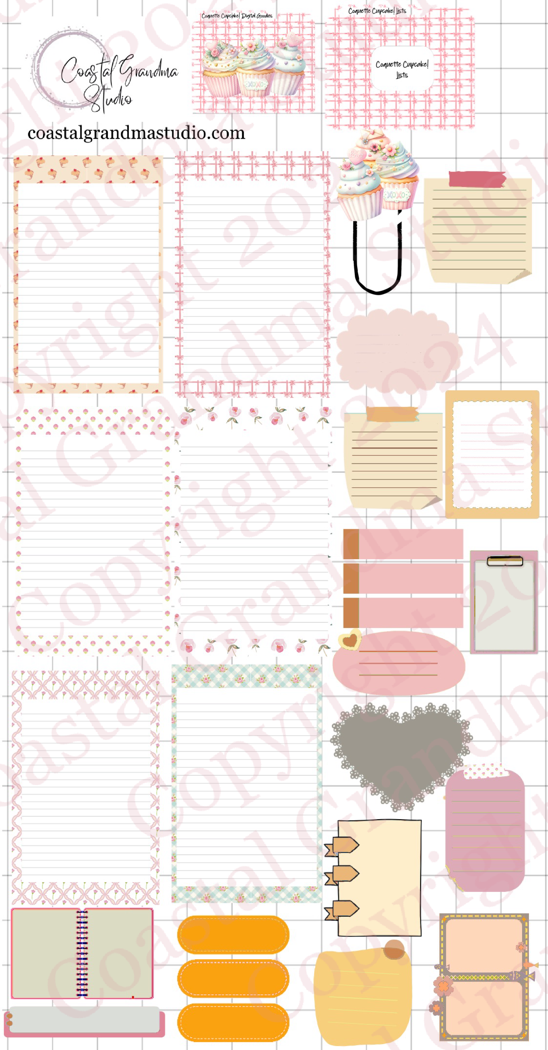 Coquette Cupcake! Lists & Stuff Digital Pre-Cropped Stickers For Goodnotes (6800-LS)