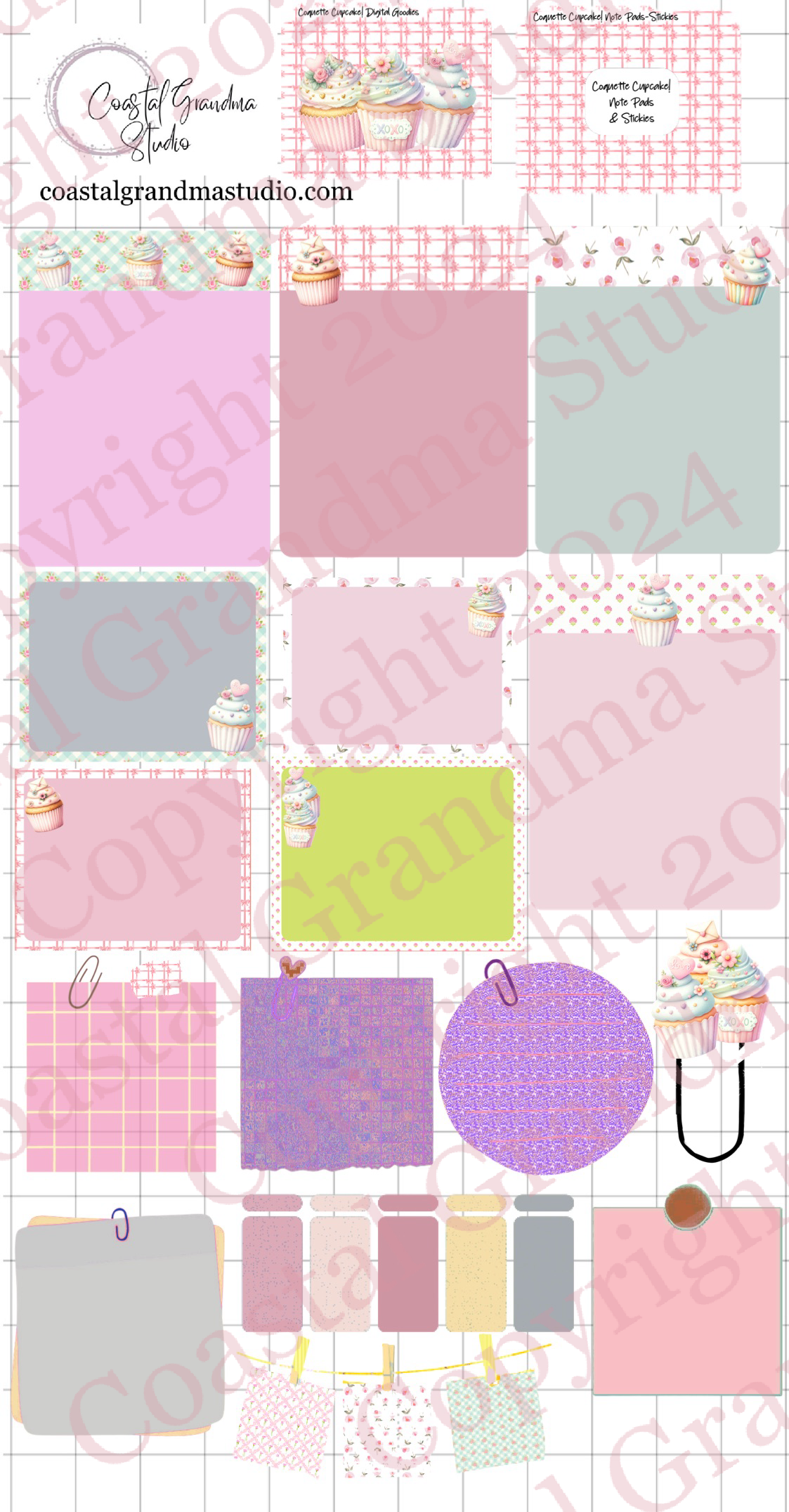 Coquette Cupcale! Note Pads & Stickers Digital Pre-Cropped Stickers For Goodnotes (6800-NP)