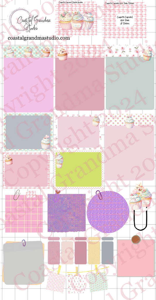 Coquette Cupcale! Note Pads & Stickers Digital Pre-Cropped Stickers For Goodnotes (6800-NP)