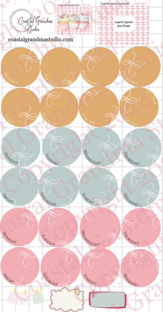 Strawberries! Day Rounds Digital Pre-Cropped Stickers For Goodnotes (6900-DR)