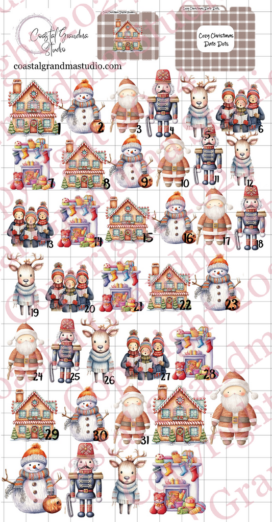 Cozy Christmas! Date Dots Download Pre-Cropped Stickers For Goodnotes (5600-DD)