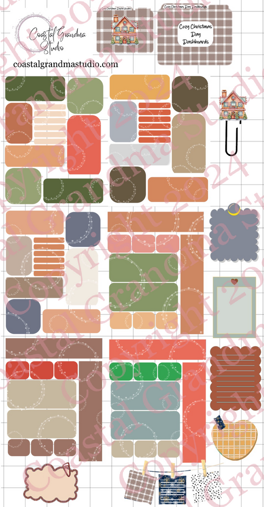 Cozy Christmas! Day Dashboards Download Pre-Cropped Stickers For Goodnotes (5600-DDA)