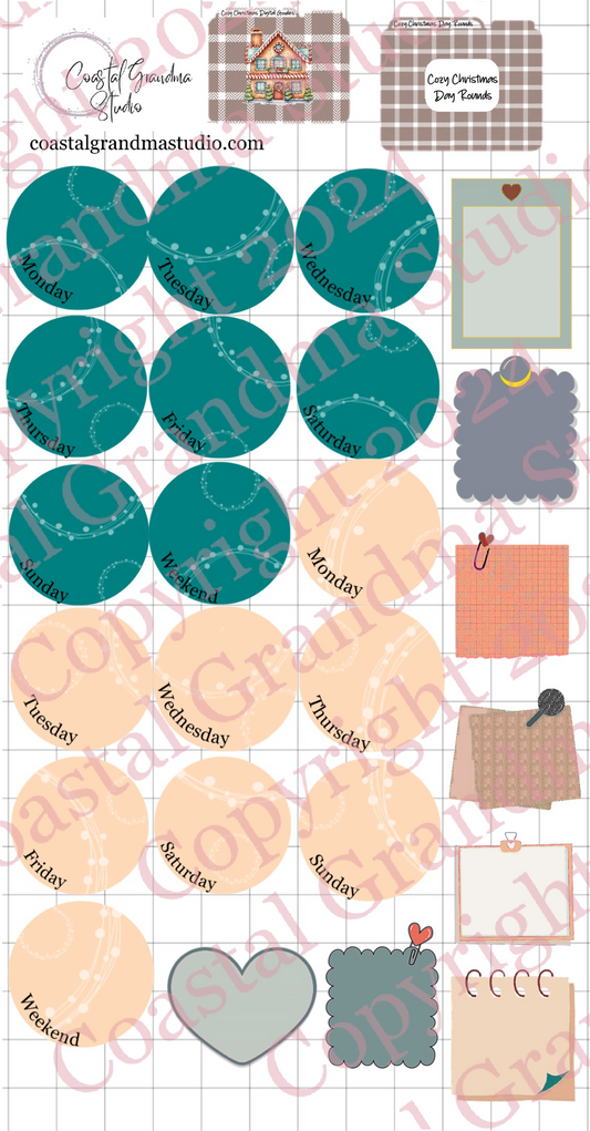 Cozy Christmas! Day Rounds Download Pre-Cropped Stickers For Goodnotes (5600-DR)