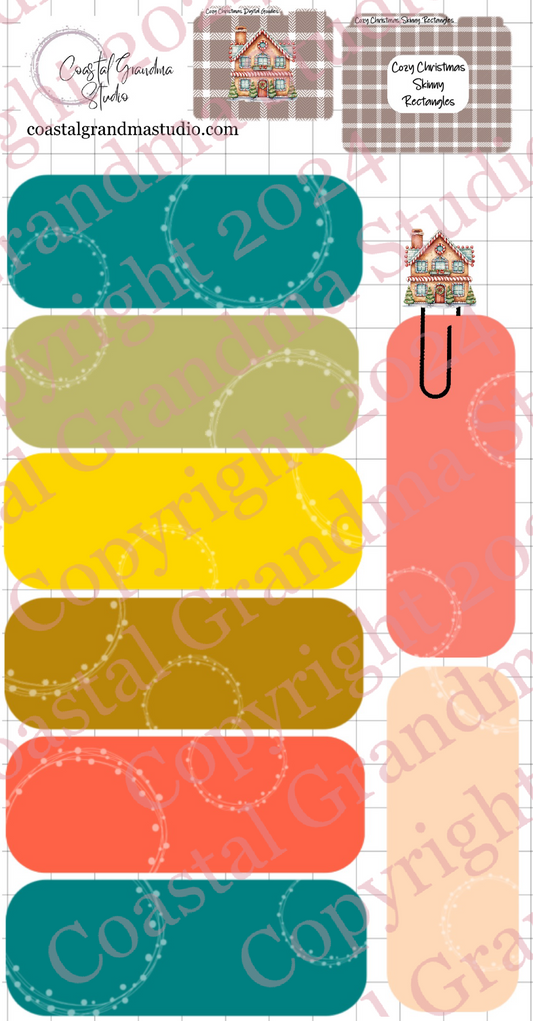 Cozy Christmas! Skinny Rectangles Download Pre-Cropped Stickers For Goodnotes (5600-SR)