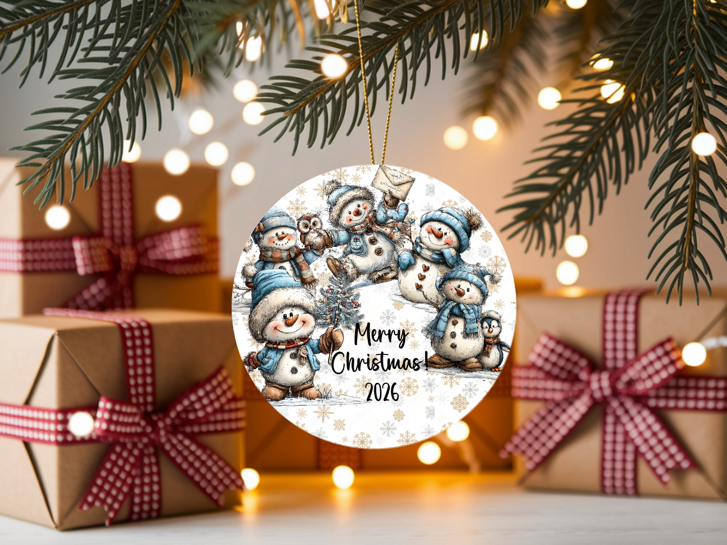 Personalized Whimsical Snowman Ornament • Quirky Christmas Ornament • Custom Name Holiday Gift • Cute Snowmen Decor • 2026 Keepsake (2025-01)