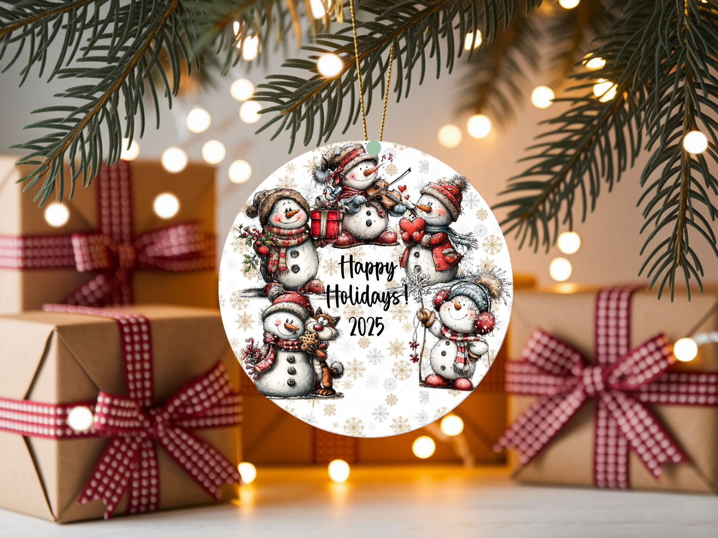 Personalized Whimsical Snowman Ornament • Custom Name Holiday Ornament • Happy Holidays Christmas Gift (2025-17)