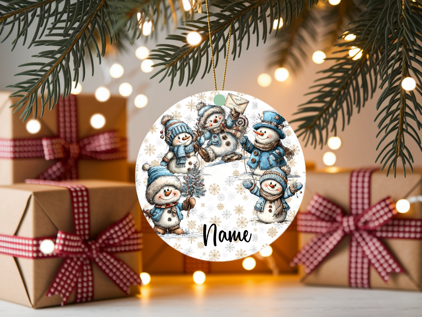 Personalized Whimsical Snowman Ornament • Custom Name Ornament • Merry Christmas Holiday Gift (2025-03)