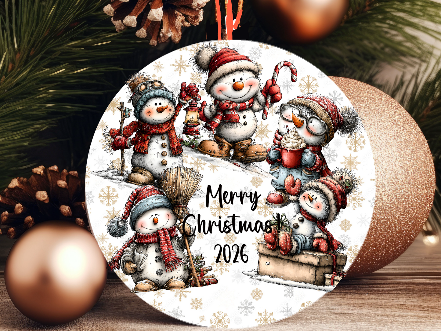 Personalized Whimsical Snowman Ornament • Custom Name Christmas Ornament • Merry Christmas 2026 Holiday Gift (2025-14)