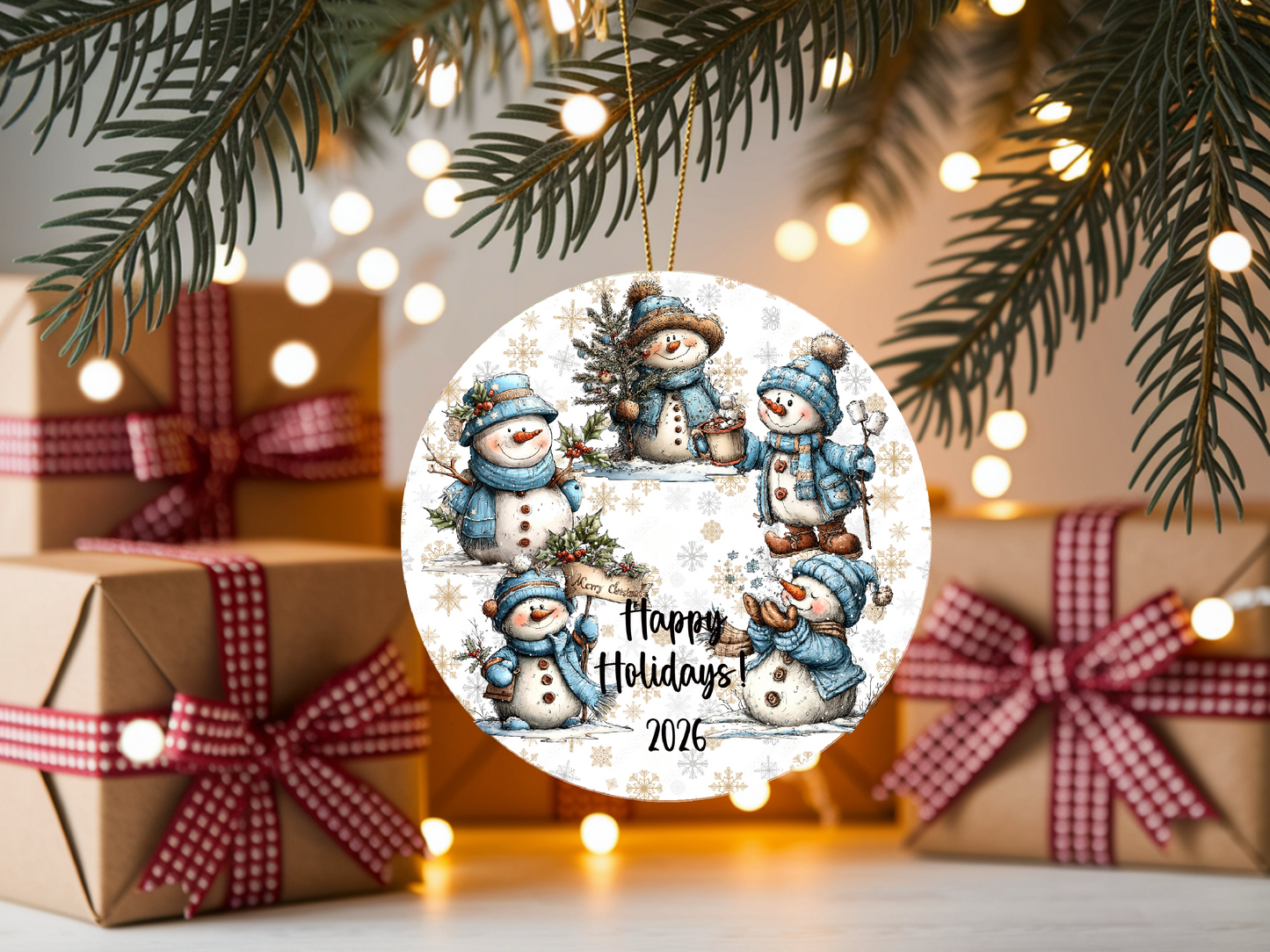 Personalized Whimsical Snowman Ornament • Custom Name Christmas Ornament • Happy Holidays 2026 Winter Gift (2025-25)