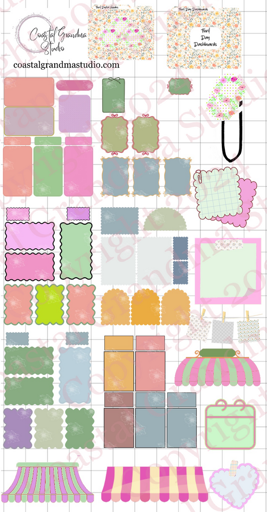 Fiori! Day Dashboards Digital Pre-Cropped Stickers For Goodnotes (7400-DDA)