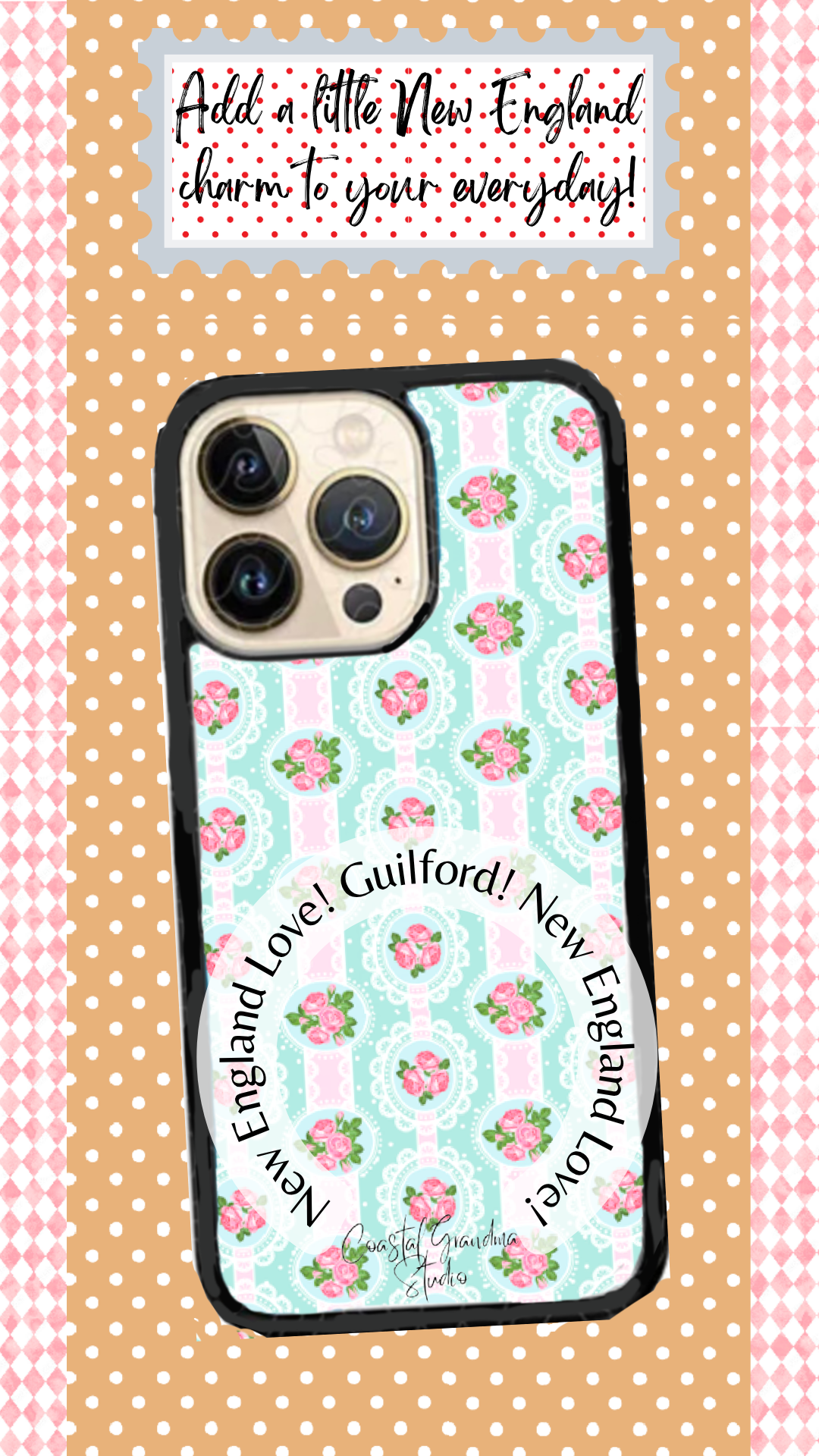 Coastal Aesthetic Phone Case - New England Beach Cottage Guilford Connecticut Bridgerton Inspired (1612)