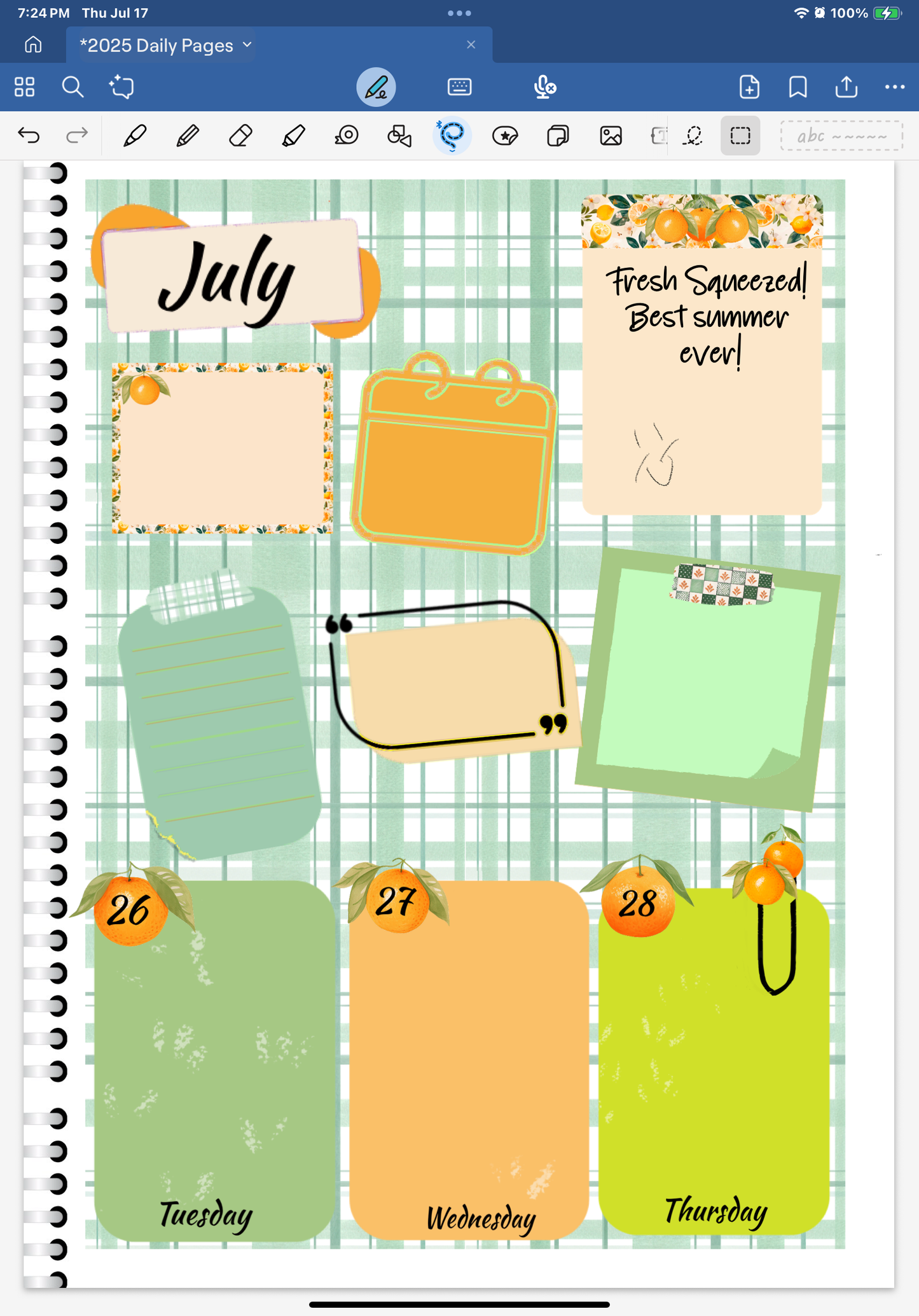 Fresh Squeezed! Skinny Rectangles Digital Pre-Cropped Stickers For Goodnotes (7500-SR)