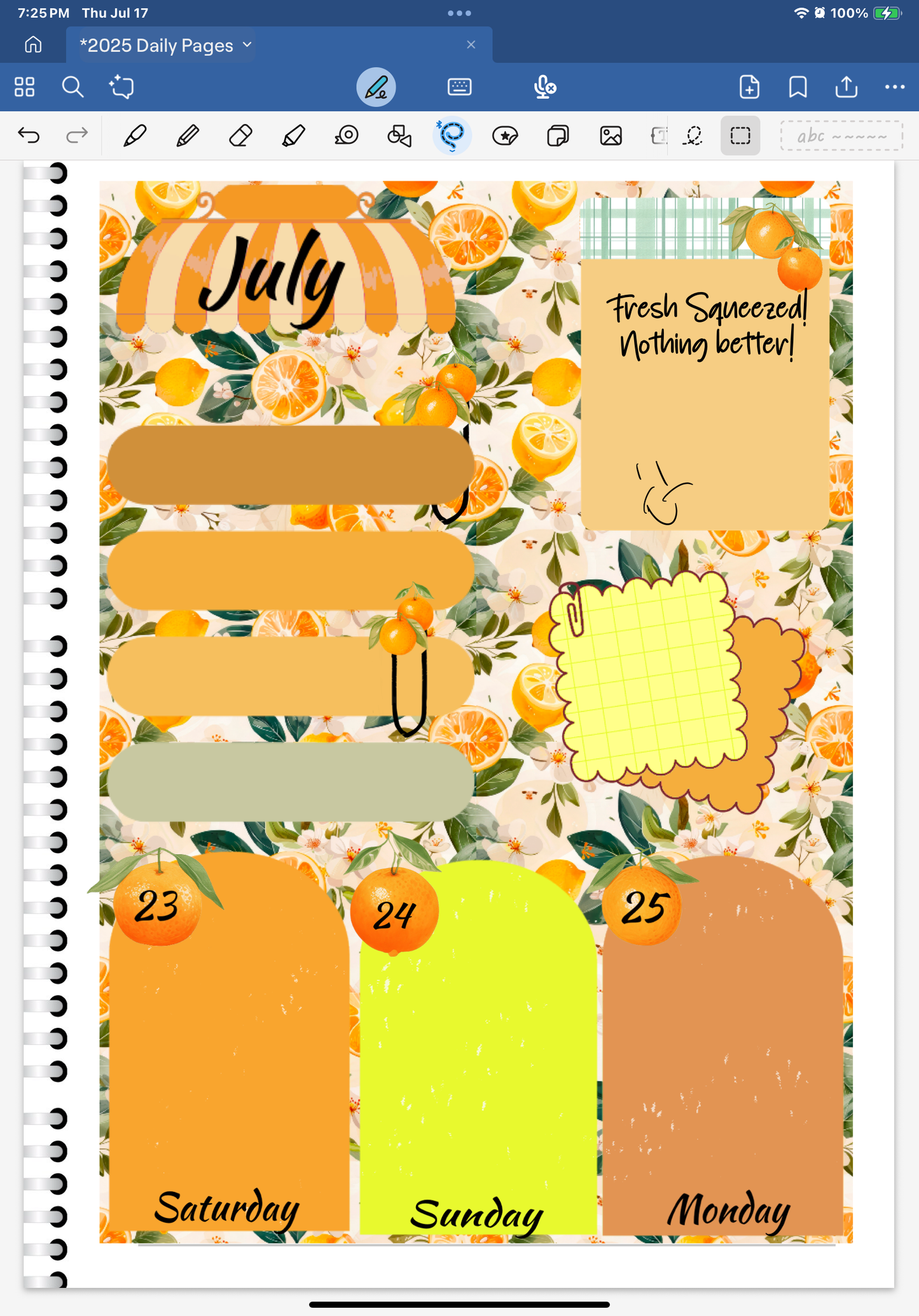 Fresh Squeezed! Skinny Rectangles Digital Pre-Cropped Stickers For Goodnotes (7500-SR)