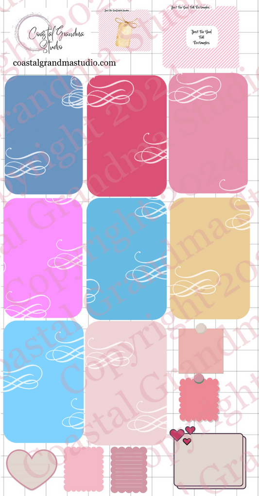 Just For You! Full Rectangles Digital Pre-Cropped Stickers For Goodnotes (5700-FR)