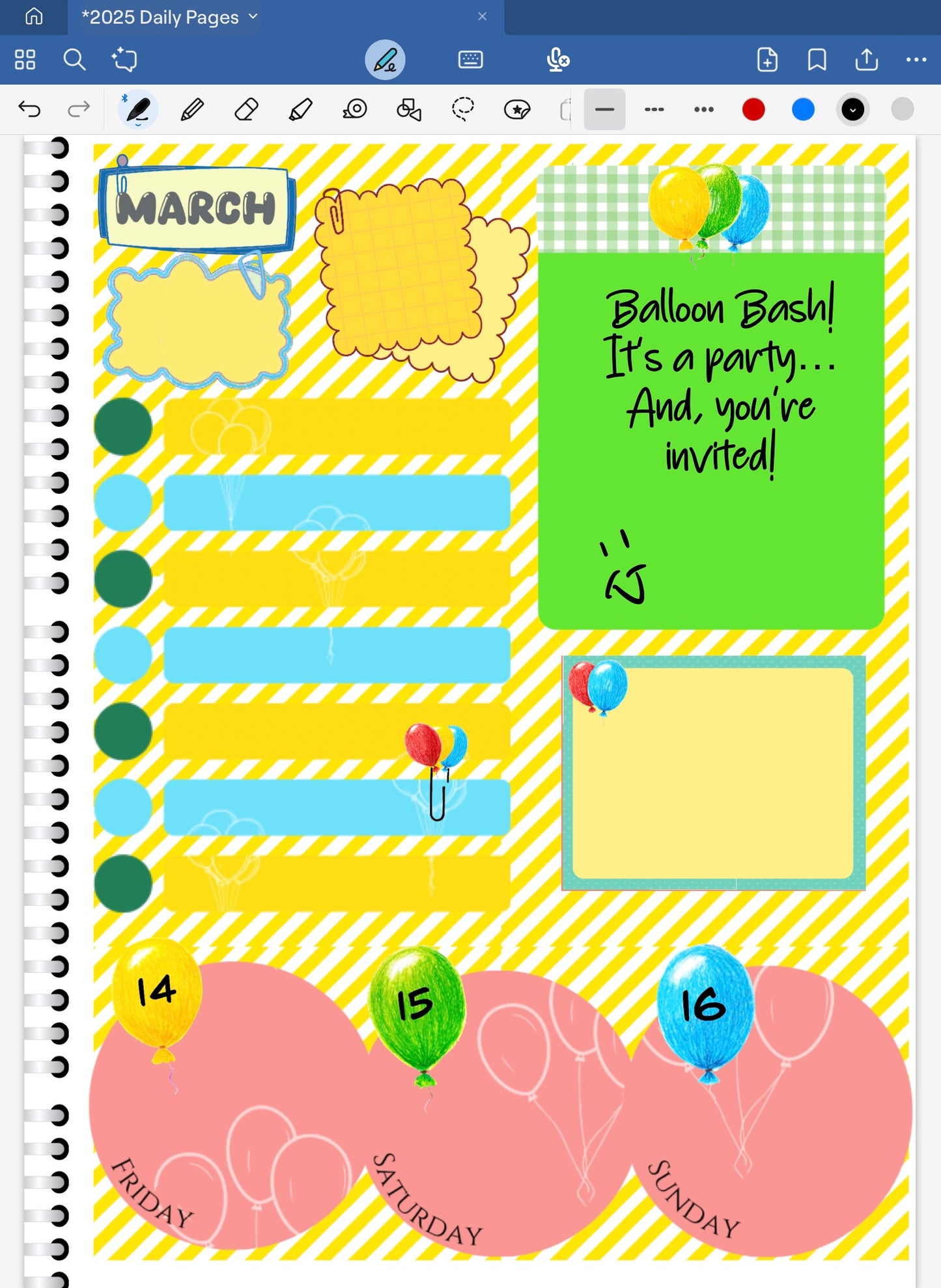 Balloon Bash! Note Pads & Stickers Digital Pre-Cropped Stickers For Goodnotes (6500-NP)